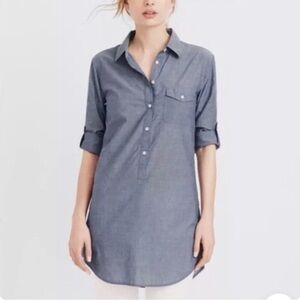 J. Crew Chambray Button-Up Tunic Shirt